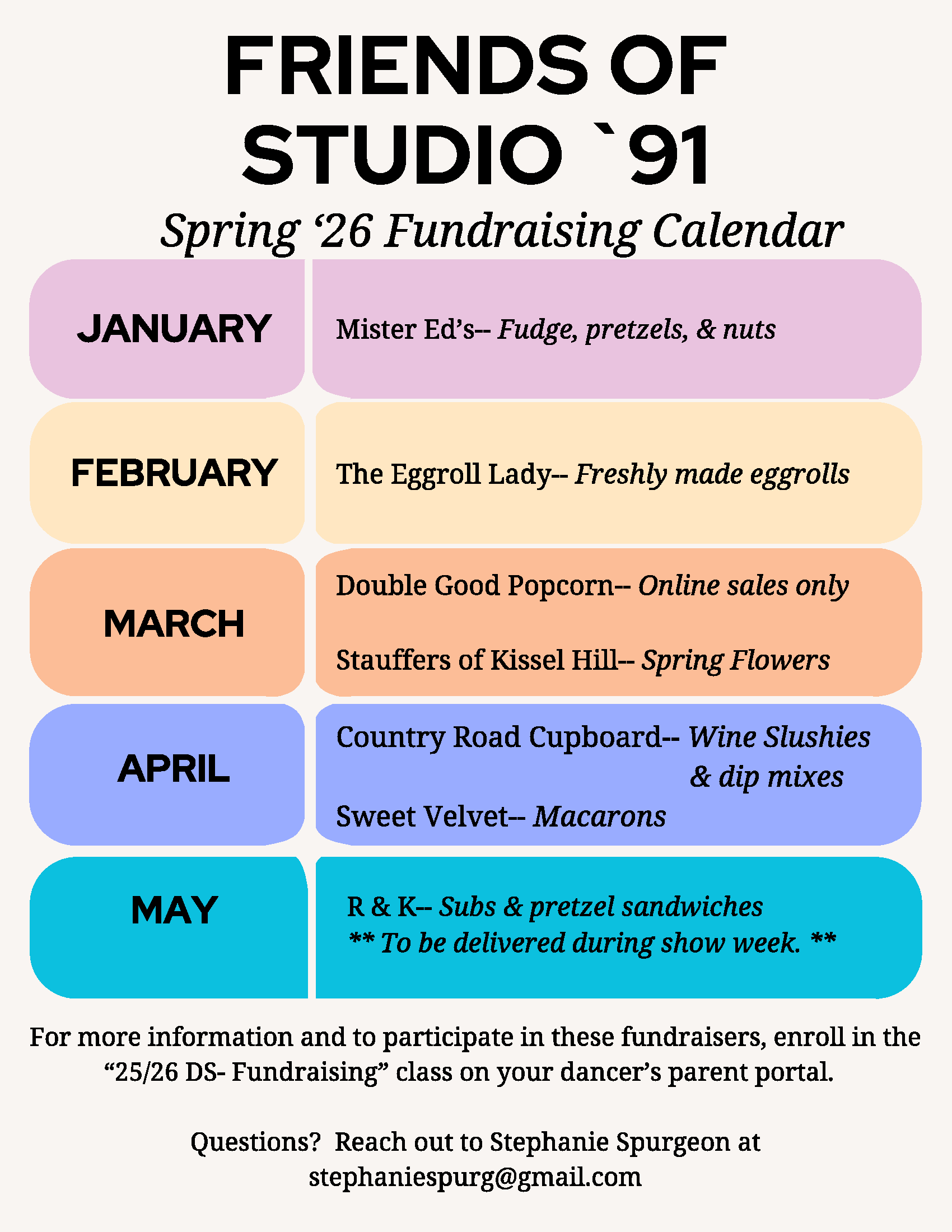 Image of Friends Fundraiser schedule