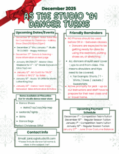 Studio 91 December Newsletter